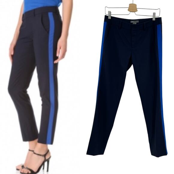 Vince Trouser Dress Pants Ankle Wool Stretch Side Stripe Navy Blue Size 4 - Picture 1 of 11